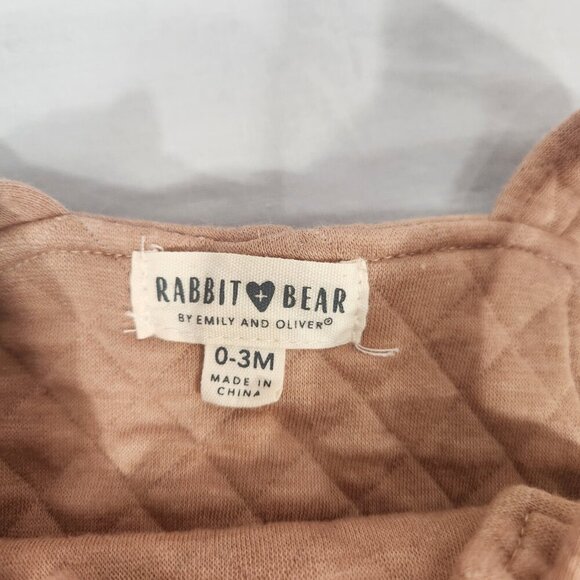Rabbit and Bear Quilted Overalls and Tee Shirt Set Baby 0 to 3 Mo Animals Brown - Picture 3 of 3